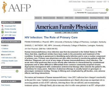 HIV Infection: The Role of Primary Care