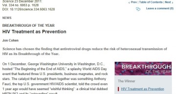 Science Breakthrough of the Year: Treatment as Prevention
