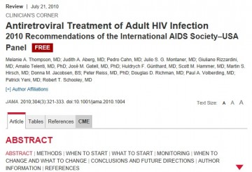 Antiretroviral Treatment Recommendations (USA)