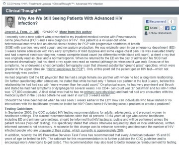 Why Are We Still Seeing Patients With Advanced HIV Infection?